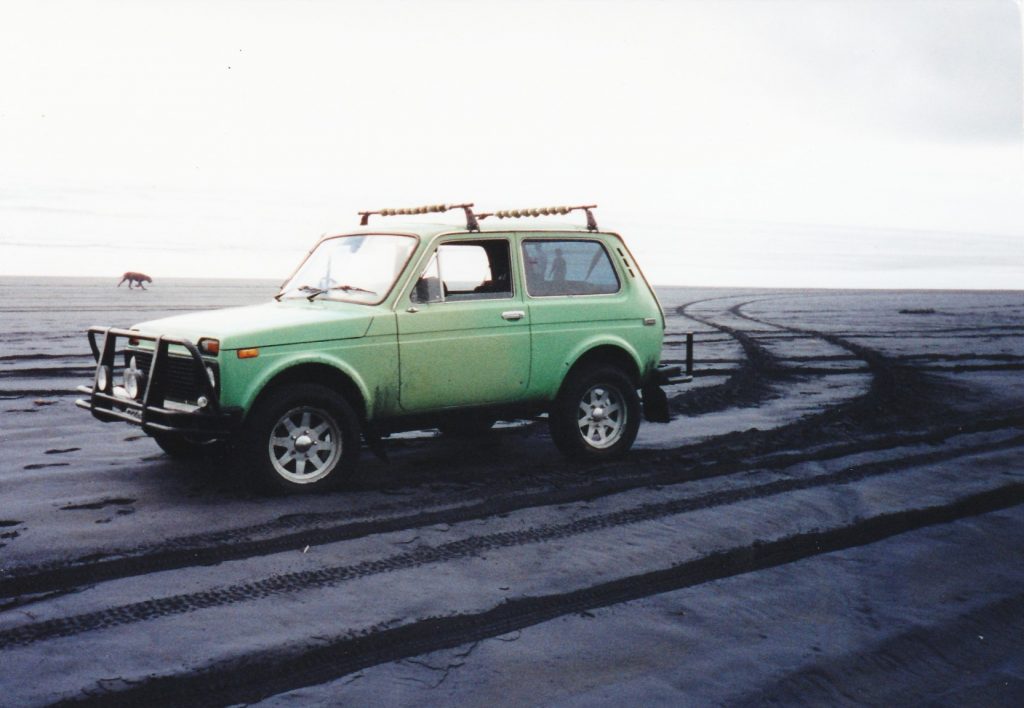 1986 Lada Niva on Muriwai Beach