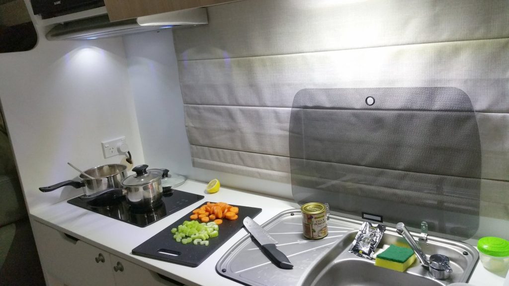 Cooking dinner in an all electric motorhome
