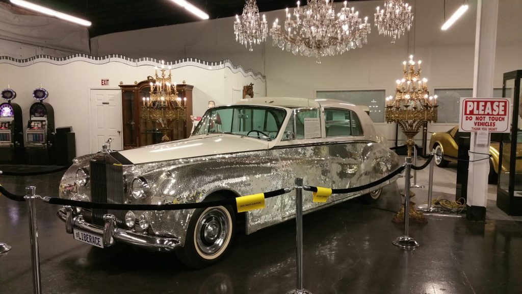 1961 Rolls-Royce Phantom V Sedanca Deville left-hand drive Limousine by James Young. This was owned by Liberace and detailed with thousands of mirrored tiles. It appeared in the HBO movie "Behind the Candelabra" and was driven by Matt Damon
