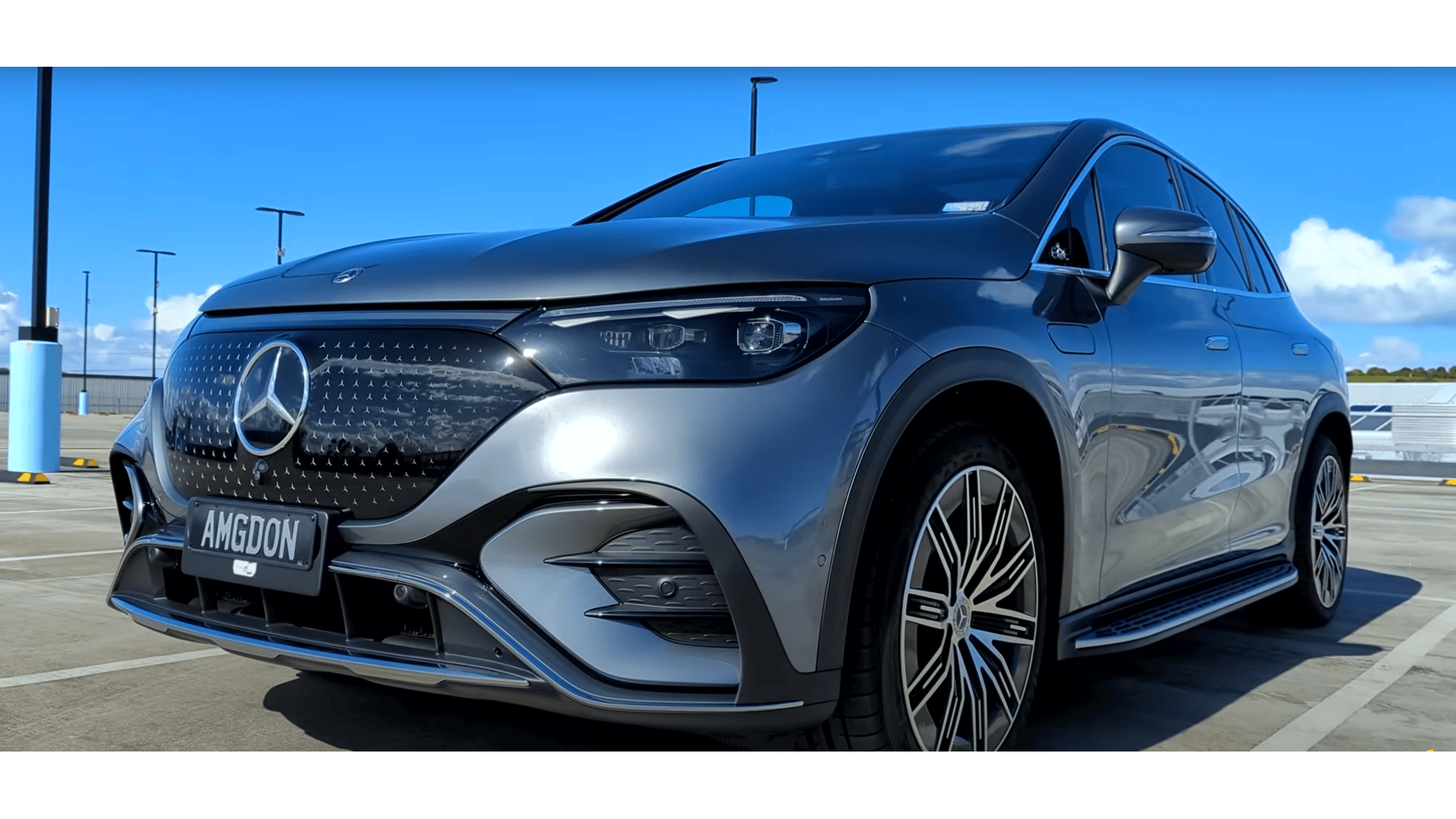 Up close shot of a Mercedes